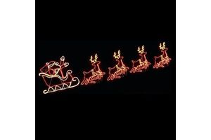 Large Outdoor Christmas Reindeer With Sleigh Light Warm White Holiday Christmas Light