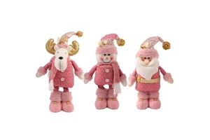 Hot Christmas Ornament Lovely Pink Elk Santa Claus Snowman Leg Flexible Christmas Ornament Dolls