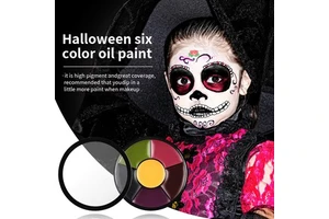 Professional 6-Color Face Paint Palette Halloween Clown Zombie Avatar Cosplay Costume Makeup with Body Oil for Artists