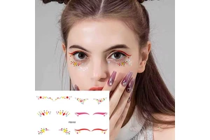 Five & Ten GMPC/Sedex/ISO/EUDR Pop Rainbow Eye Makeup Stickers Temporary Face Decoration Eyeliner Tattoo Stickers for Parties