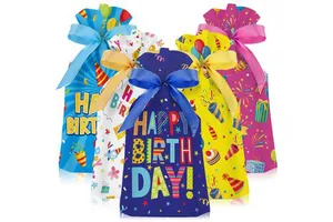 Birthday Gift Bag Colorful Pouches Confetti Birthday Plastic Treat Candy Goodies Bag Party Supplies Birthday Favor Bags