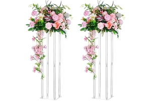 Wedding Centerpieces Acrylic Vases square Geometric Tall Flower Stand for Party Table Decorations