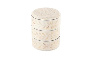 3-Story Multi-Layer Mother of Pearl Box with Lid for Dry Foods, Incense, or Small Treats in Ramadan Eid Mubarak