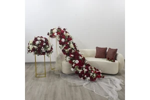Red and White Flower Balls and Arrangements for Engagement Wedding and Family Gatherings Table Centerpieces Artificial Flowers