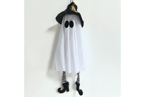 Halloween LED Luminous White Witch Fabric Pendant Indoor/Outdoor Reusable Atmosphere Decoration