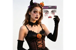 Halloween Temporary Face Tattoos Glitter Animal Pattern Face Tattoos Cute Cartoon Decorative Stickers Festival Art Accessories