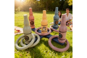 Beer Bottle Shape Fun Ring Toss Game Set for Family Outdoor Throwing Toy for All Ages, Party Games, Outdoor Play Equipment