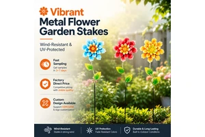 Wholesale Vibrant Metal Flower Garden Stakes Wind-Resistant UV-Protected Outdoor Decor For Yard Patio & Wedding Arch