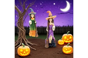 Halloween Witch Decorations Pumpkin Skeleton LED Light with Festive Holiday Outdoor Yard Home Decor Party Supplies