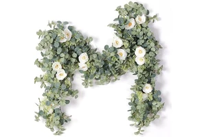 SEASON 6ft Eucalyptus with Rose Garland Artificial Flowers Table Runner Vine for Wedding Home Decor