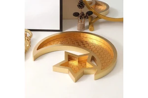 Moon Star Wooden Food Tray for Eid Mubarak Ramadan Party Decor Islamic Muslim Publication Ramadan Kareem Gifts Holiday Supplies
