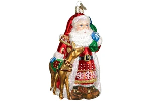 Factory Selling Christmas Santa Claus Glass Ornaments Holiday Decoration & Gift Folk Art Eco-friendly