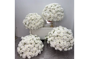 Customized Artificial White Rose Flower Wedding Decoration Table Centerpiece for Wedding
