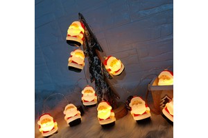 Santa Claus LED String Lights IP65 Waterproof Battery-Lit Ra60 2700K Soft Warm White Room Decorations Christmas Window Dress-Up
