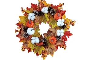 New Custom Artificial Wreath Multi-Design Harvest Festival Halloween Pumpkin Autumn Leaves Door Decoration