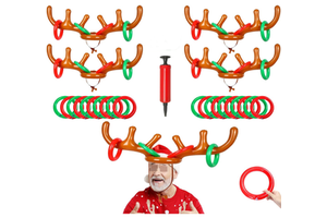 Christmas Reindeer Antler Hat Ring PVC Inflatable Balloons Stocking Suffer for Men Women Kids Christmas Toss Game Party Supplies