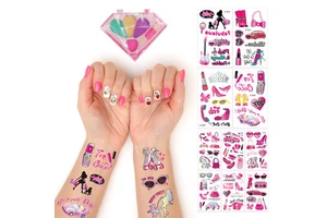 Hot Sale New Retro Pink Girl Waterproof Tattoo Stickers Children Girls Party Makeup Face Stickers Set