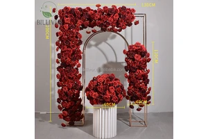 Luxury Red Burgundy Rose Wedding Arch Floral Row Arrangement Table Centerpieces Flower Ball Banquet Party artifical flower decor