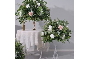 New Green Plant Brown Roses Simulated Flower Ball Wedding Table Decoration Floral Arrangements Flower Vessels Decorative Flowers
