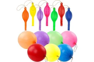 Heavy Duty Party Favors Bouncy Balls with Rubber Band Handle Birthday Goodie Bag Stocking Stuffers for Kids Punching Balloon