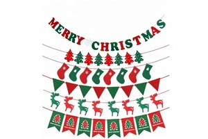 Home Shaped Felt Model Xmas Pennant String Flag Hot Selling Festive Cheer Decor For Indoor Garden Household Christmas Holiday