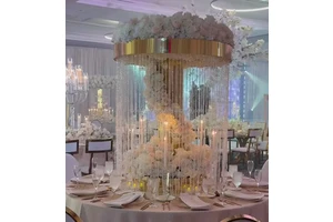 Wedding Table Gold Mirror Shiny Gold Flower Stand Wedding Metal Table Centerpiece Gold Stand for Wedding Table Decoration