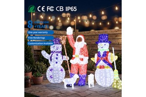 High Quality Outdoor Drip Glue Waterproof 3D Snowman Santa Claus Decorative Lights Christmas Halloween Landscape Home Decoration