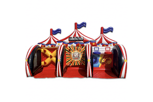 Party Rental Equipment Inflatable Carnival Game Ring Toss Speed Pitch and Basketball Axe Throwing Frisbee Toss Knock Me Out