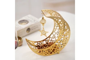 New Arrival Islamic Decor Date Palm Snack Storage Plate Food Tray Moon Arab Eid Festival Home Decoration Ramadan Supplies