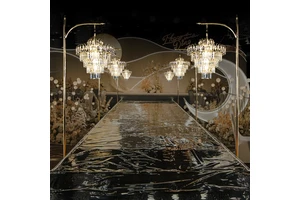 European Luxury Gold Crystal LED Table Centerpiece Flower Stand for Wedding Light Home Party Banquet Hall Decoration
