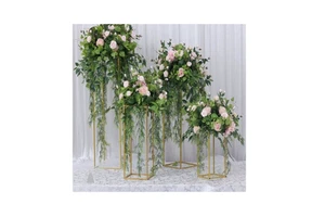 Design Creation International's Gold Metal Wedding Decor Set 3 Different Sizes Centerpieces for Parties Table Decorations