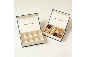 Custom Logo Premium Food Ramadan Gift Truffle Chocolate Bonbon Baklava Confectionery Sweets Packaging Paper Box With Divider