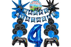 Video Game Themed Boy Birthday Party Supplies Flags Banners Latex Balloons Cake Toppers Game Controller 0-9 Foil Balloons Set