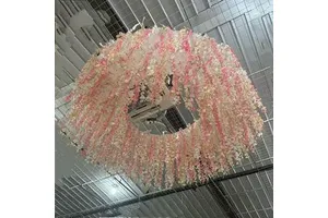 Factory Custom Artificial Wisteria Flower Ceiling Hanging Decor Round Square Floral Backdrop Wedding Event Decoration