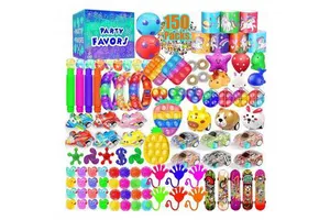 Sensory Party Favors 150-Pack Fidget Toys Bulk Kids Prizes Classroom Stocking Carnival Treasure Chest Assortment Gift Set