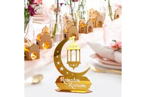 Hot Sale Ramadan Kareem Crafts Star and Moon Mirror Acrylic Decoration EID Mubarak Muslim Islamic Party Supplies for Party