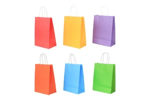 Kraft Paper Party Favor Bags with Handles for Kids Birthday Baby Shower Wedding Parties