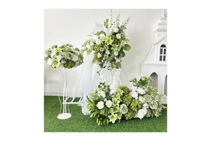 QYY- Green Flower Custom Large White Green Floral Centerpiece For Weddings Graduations Halloween Table Arrangements