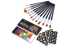 20 Colors Face Oil Painting Kit Professional Body Makeup Halloween Party Tattoo Face Body Paint Oil Painting with Paint Brushes