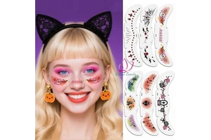 Hot-selling 6PCS/Pack Halloween Party Decorations Waterproof Temporary Face Stickers Festival Party Blood Scary Tattoo Stickers