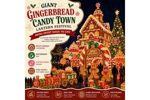Waterproof Gingerbread House Lantern For Outdoor Christmas Garden Light Show