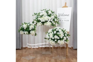 Wedding Table Decoration Flower Arrangement Centerpiece White Hydrangeas Flowers Artificial Roses Flowers Ball
