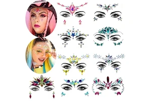 3D Crystal Glitter Tattoo Drill Stickers Eyes Party Face Stickers Decoration Diamond Masquerade Temporary Tattoo Sticker