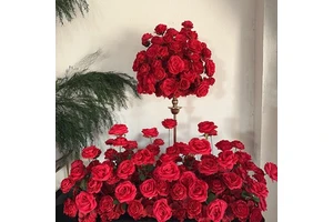 Customized Red Color High Quality 1m Wedding Table Centerpieces Art Rose Flowers Aisle Decoration Artificial Flower