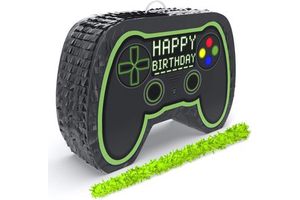 Custom Pinata Video Game Controller Pinatas Bundle with Blindfold and Bat for Boys Kids Birthday Party Decoration Set