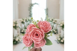 Rose Bouquet Handmade Artificial Flowers Wedding Centerpieces Home Table Decoration Bridal Shower Gift Floral Arrangement