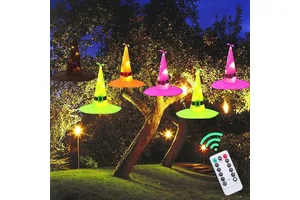 Wholesale Halloween Decorations 8Pcs Battery Powered Witch Hat Garden Lights Decor for Party Supplies