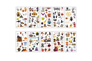 PARTYMENT Cartoon Halloween Cosplay Tattoo Stickers Party Favors for Festival Parties Funny Pumpkin Face Fun Tattoo Stickers