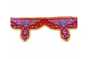 AA135 Zahereen 30m Egyptian Ramadan Fabric Decoration Roll with Golden Border Fringe Custom Shape for Home & Street Use