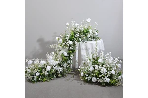Wholesale Forest Style Greenery Artificial Flower Runner Silk Lily Floral Runner Wedding Centerpiece Arch Table Decoration